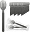 EUSOAR Plastic Forks and Spoons, 100 Pcs 6.8"x1.3" Heavy Duty Disposable Sporks for Party Bulk Picnic