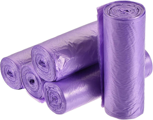 MECCANIXITY 2-4 Gallon Small Trash Bags, 100 Counts / 5 Rolls, Purple Garbage Waste Basket Liners for Kitchen, Office