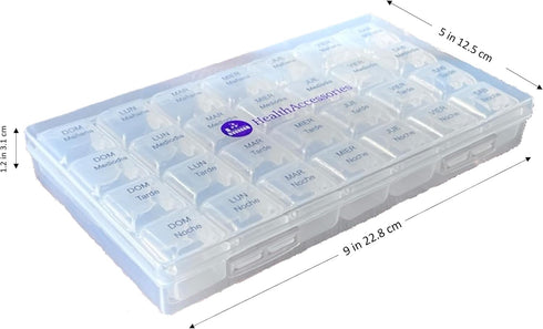 Healthaccessories 7 Spanish Pill Box Day Four Times a Day Weekly Pill Planner Organizer - Large Compartment Pill Boxes