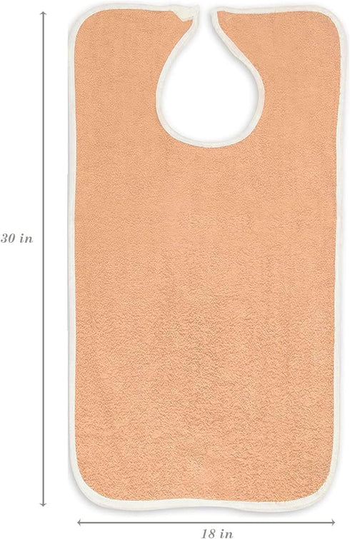 Nobles Health Care Products Pack 6 of Terry Adult Bib with hook and loop Closure (Peach)