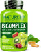 NATURELO Vitamin B Complex - Methyl B12, Methyl Folate, Vitamin B6, Biotin, Choline, CoQ10, 120 Capsules