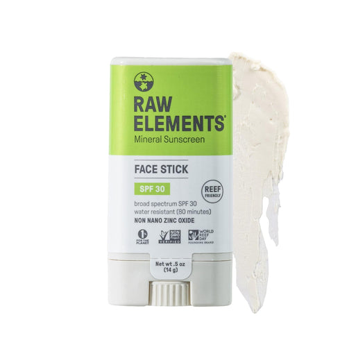 Raw Elements Face All-Natural Mineral Sunscreen Stick, 0.5 oz - Non-Nano Zinc Oxide, SPF 30+, Reef Safe