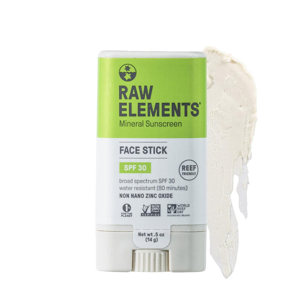 Raw Elements Face All-Natural Mineral Sunscreen Stick, 0.5 oz - Non-Nano Zinc Oxide, SPF 30+, Reef Safe