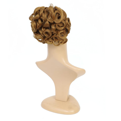 SWACC Short Messy Curly Dish Hair Bun Extension, Easy Stretch Combs, Clip in Ponytail, Strawberry Blonde-27#