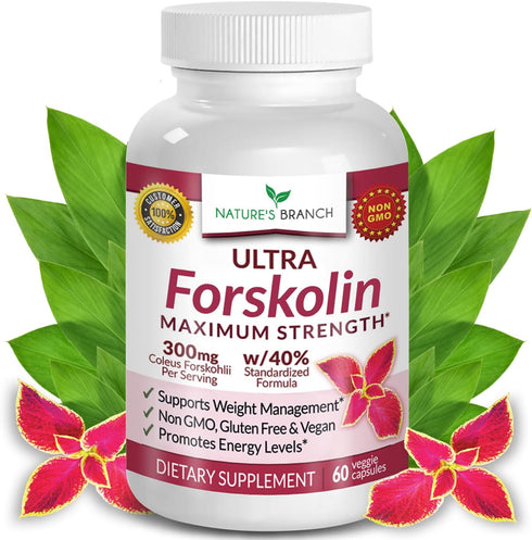 Premium 100% Ultra Pure Forskolin for Weight Loss, Max Strength with 40% Coleus Forskohlii Extract, 60 Diet Pills