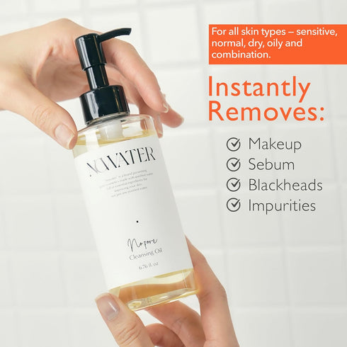 No Pore Cleansing Oil, Makeup Cleansing Oil for Blackheads Removal, Korean Skin Care with Olive Oil & Tea Tree