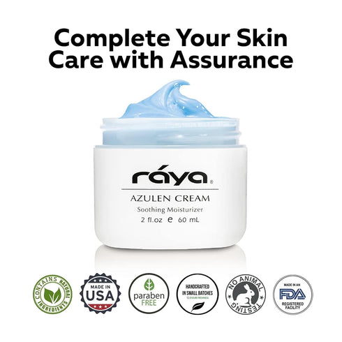 Raya Azulen Cream (301), Moisturizing Day and Night Face Cream for Combination Skin, Soothing Azulene