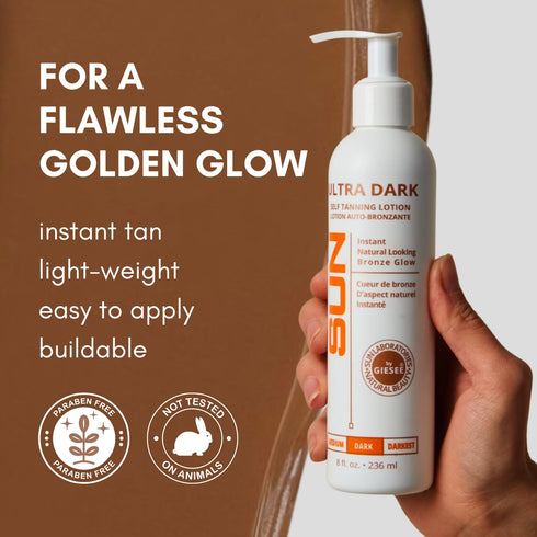 Sun Laboratories By Giesee Ultra Dark Sunless Tanning Lotion, 8 oz - Organic Self Tanner for Body, Face, and Leg