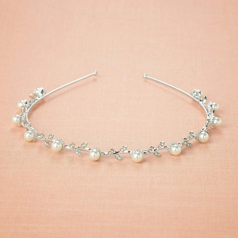 SWEETV Silver Pearl Flower Girl Headpiece Girls Headband for Wedding Princess Hair Accessories Birthday Party