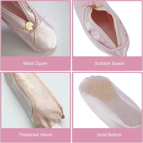 Ballet Dance Shoe Makeup Bag for Little Girls, Ballerina Slipper Pouch, Ballet Gifts in Pink (2)