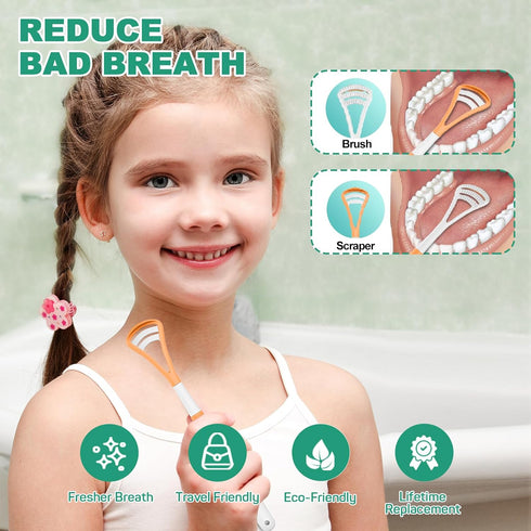 RONAVO 2 in 1 Tongue Scraper, Disposable Tongue Cleaner, BPA Free Tongue Brush, 4 Pack with Travel Case for Oral Care