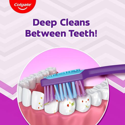 Pack 6) Colgate ZigZag Toothbrush for Deep Inter dental Clean with multi angle zig zag bristles (Medium