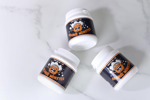 Orange Monster 2 1lb Simple Powder Glass Cleaner, Jar, No Shaking, No Scrubbing, No Brush, Soak & Rinse, for Glass