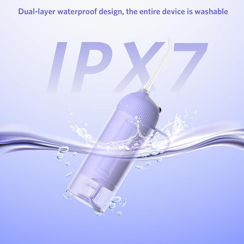 BESTEK Water Dental Flosser - Cordless Oral Irrigator with 4 Jet Tips, Rechargeable, Waterproof for Teeth Care (Violet)