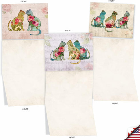 The Best Card Company All Occasion Blank Cat Cards, 10 Assorted, 4 x 5.12 Inch