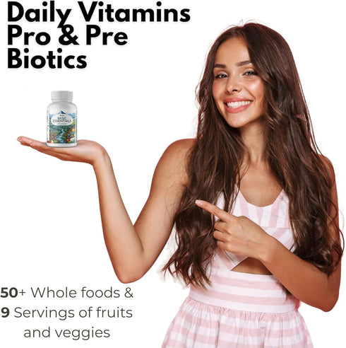 OPTIVIDA Whole Food Multivitamin & Minerals with Probiotics, Prebiotics, Postbiotics, Immune, Gut, Mind, Energy & More,