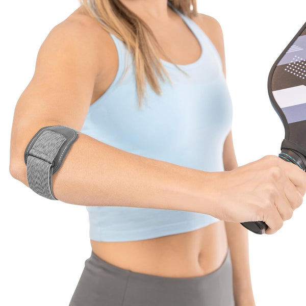 BraceAbility Court Comfort Tennis Elbow Brace for Women and Men, Sports Elbow Support Forearm Strap with Compression