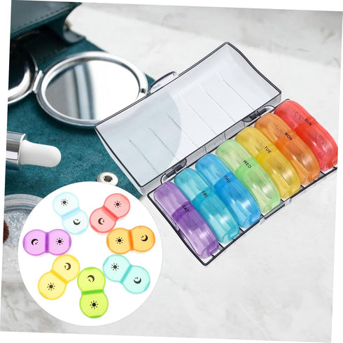 Weekly Pill Organizer Box Portable Medicine Storage Dispenser with Tight Seal Lightweight Compact Individual
