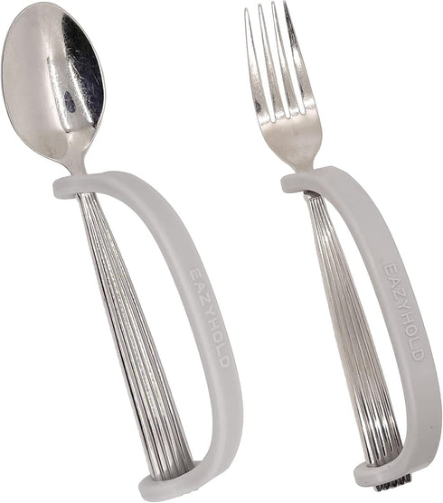 Silver Silicone Universal Cuff 2-Pack, Weak Hand Grip Assistive Device for Large Hands, Adaptive Dining Ware, 7.25"