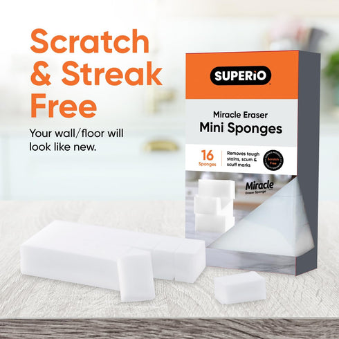 Magic Eraser Sponge, Melamine Sponge for Floor, Wall, Furniture Cleaning, Pack of 16 Mini Cleaning Erasers