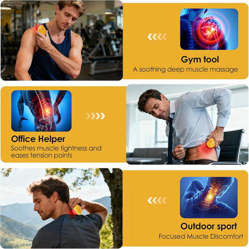 Red Light Vibrating Massage Ball - Handheld Trigger Point Tool for Deep Tissue Massage and Myofascial Release, Portable