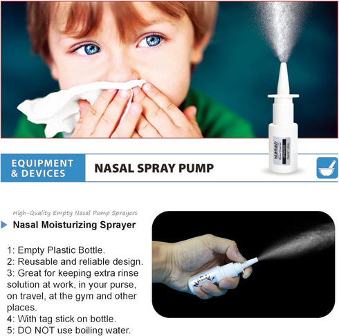 2PCS-PACK Sinus Rinse Bottle with 4 Sprayer + 1 Moisturizing Nasal Pump - 300ml Nasal Irrigation Kit for Adults and