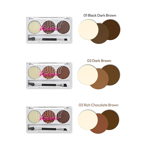 Ruby Kisses Go Brow Eyebrow Kit, Dual Shade Powder & Wax, Includes 3 Stencils, Natural Brow Look, Ideal for Sparse Brows