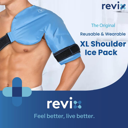 REVIX XL Shoulder Ice Pack for Rotator Cuff, Reusable Gel Cold Wrap for Shoulder Injuries & Surgery
