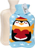 Hot Water Bag Hot Water Bottle 2 Liter with Knit Cover, Great for Cramps, Pain Relief & Cozy Nights, Cartoon Penguin