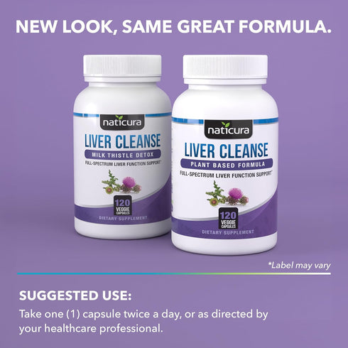 Liver Cleanse Plant-Based Formula - Vegan Supplement with Milk Thistle, Vitamin C, Zinc - 120 Capsules, No Fillers or