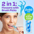 Dental Flossers Brush Picks, 2 Pack with Travel Case (100 Total Count), Mint Flavored for Easy Grip and Use