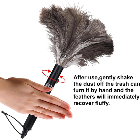 Aldwin Ostrich Feather Duster Retractable 2 Pack, 16 Inch Genuine Fluffy Handheld Dusters for Cleaning