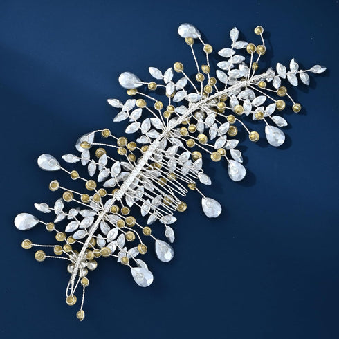Wedding Headband Bridal Hair Pieces, Silver Rhinestone Side Comb Hair Accessories for Women