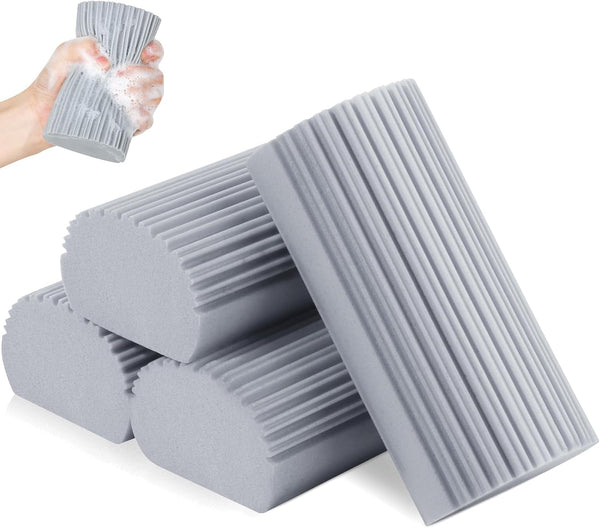 4 Pack Damp Clean Duster Sponge, Reusable Magic Eraser for Household Cleaning, Ideal for Windows, Blinds, and Faucets