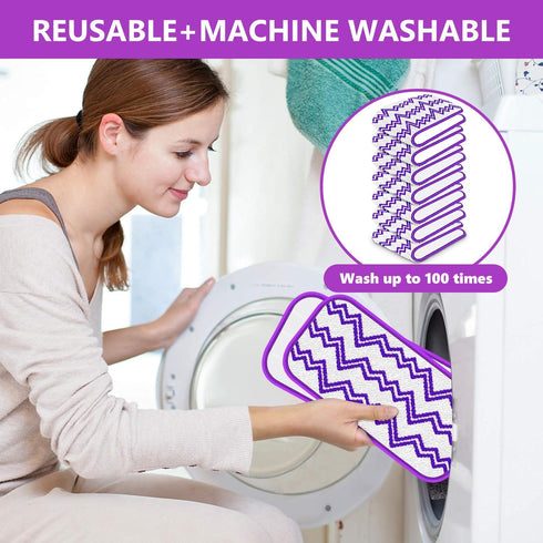 7 Pack Reusable Mop Pads Compatible with Swiffer Wet Jet Mop: Thick Microfiber Wet Jet Refills for Wood Floor