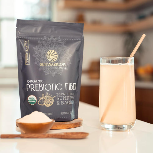 Sunwarrior Fiber Supplement Prebiotic Organic | Vegan Plant-Powered Gut Health Booster | 8oz Pouch (30 SRV)