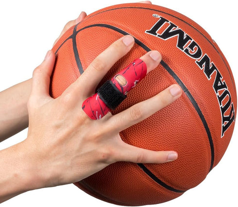 Kuangmi Finger Sleeve Support Protector, Finger Splint Brace for Pain Relief, S/M, Red