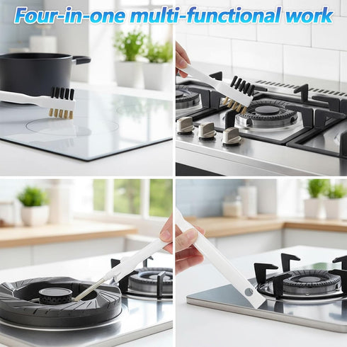 Sorcristy 2PCS 4-in-1 Range Top Brush Cleaner, Deep Gas Stove Brass Wire Brushes, Multi-purpose Kitchen Cleaning Scrub
