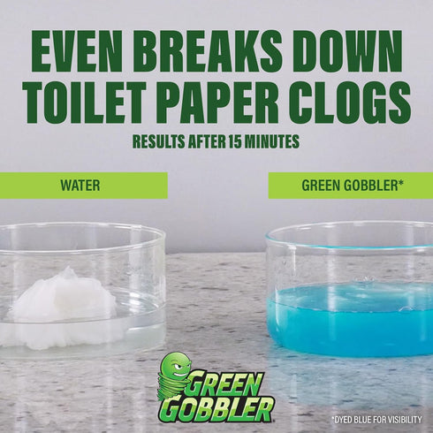 Green Gobbler Liquid Hair Drain Clog Remover & Cleaner, Septic Safe, 2 Pack for Toilets, Sinks, Tubs