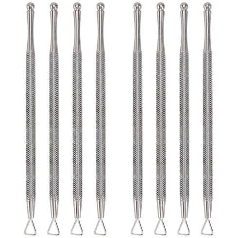 LALAFINA 8 Pcs Stainless Steel Cuticle Remover Tools, Triangular Cuticle Peller, Nail Art Scraper