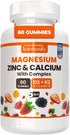 Magnesium Calcium Zinc with Vitamin D3 & K2 Gummies, Multivitamin for Bone Strength, 30 Days Serving