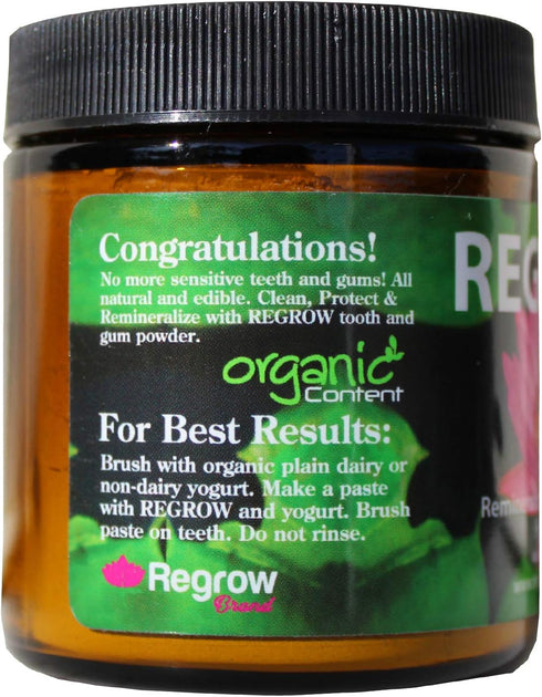 REGROW Remineralizing Tooth Powder - Naturally Whiter Teeth, Cleans, Heals & Protects Sensitive Teeth and Gums
