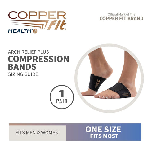 Copper Fit CFACBP Health Unisex Arch Relief Plus with Built-In Orthotic Support in Black