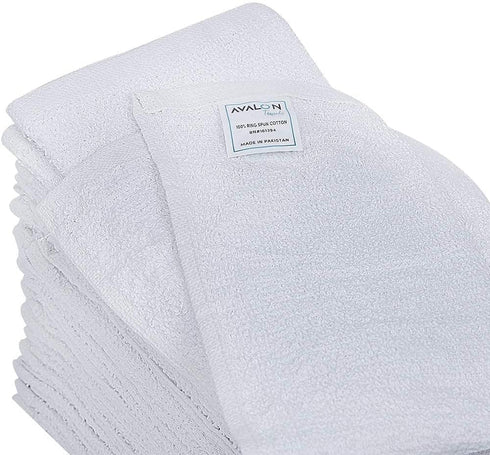 Avalon Towels Bar Mop Towels, Pack of 12, 100% Ring Spun Cotton Cleaning Rags, Absorbent Restaurant Towels (White)