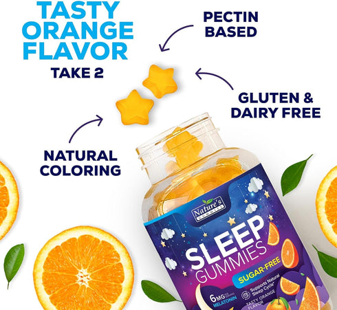 Sugar Free Sleep Gummies for Adults - Extra Strength 6mg Melatonin Gummy, Natural Sleeping Gummy for Adults, Kids,
