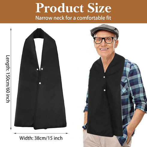 Yuanan 15 Inch Black Size Adult Bibs for Men, Washable Reusable Dining Clothing Protector, Adult Bib Scarf, Elderly