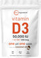 Micro Ingredients Vitamin D3 50,000 IU Plus K2 (MK-7) 200 mcg - 240 Virgin Coconut Oil Softgels, 2 in 1 Vitamins D & K