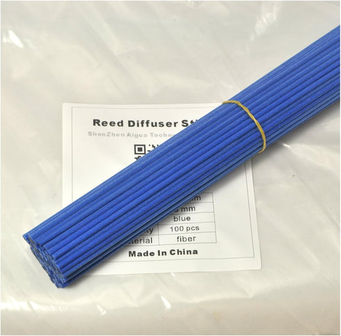 Ougual 50 12" x3mm) Pieces Fiber Reed Diffuser Replacement Refill Sticks for Aroma Fragrance (Blue