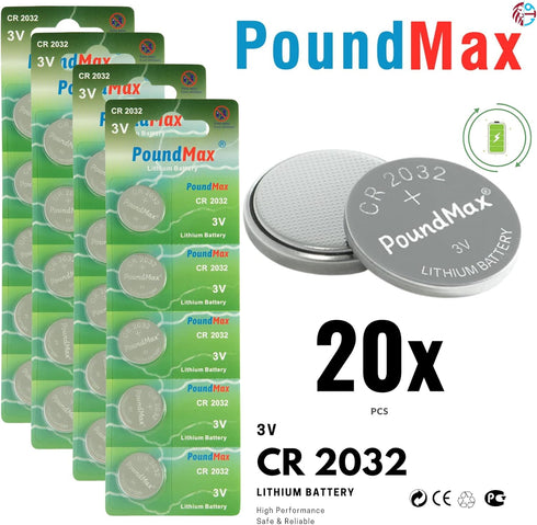 CR 2032 Batteries 3v Lithium Coin Cell Battery Combo Pack - 20 Count