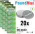 CR 2032 Batteries 3v Lithium Coin Cell Battery Combo Pack - 20 Count